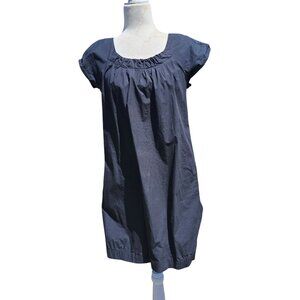 Mossimo Womens Medium Black Bubble Hem Dress Short-Sleeve Exposed Zipper Pockets